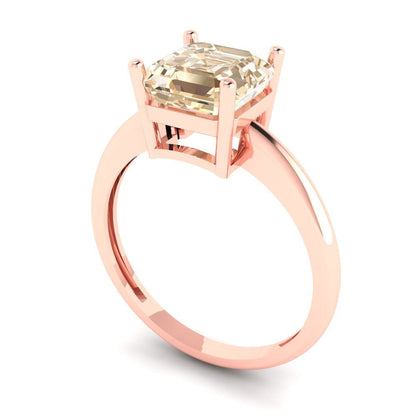 2 cttw Natural Morganite Solitaire  Engagement Ring - Solid Rose Gold (VVS1, Asscher Cut,7.0mm)