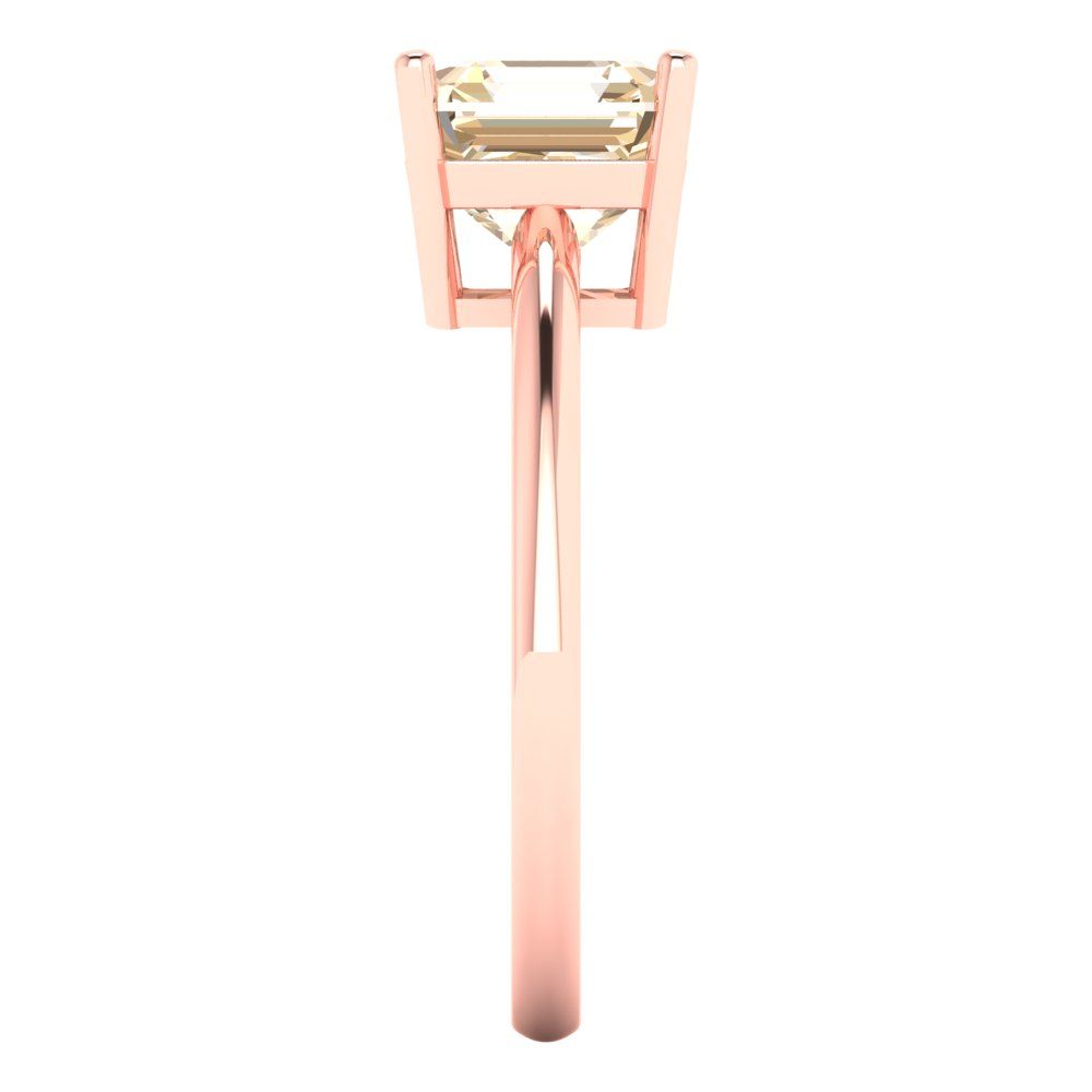 2 cttw Natural Morganite Solitaire  Engagement Ring - Solid Rose Gold (VVS1, Asscher Cut,7.0mm)