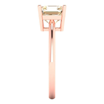 2 cttw Natural Morganite Solitaire  Engagement Ring - Solid Rose Gold (VVS1, Asscher Cut,7.0mm)