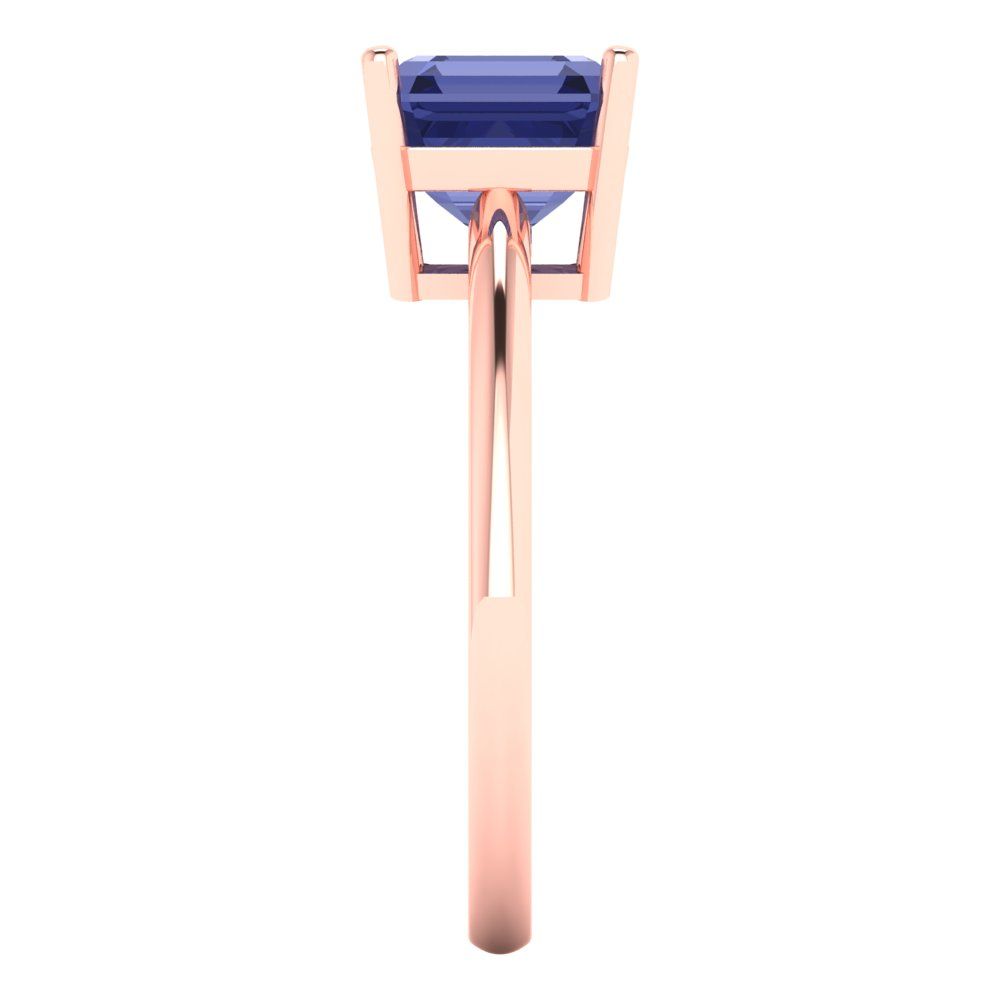 2 cttw Simulated Tanzanite Solitaire  Engagement Ring - Solid Rose Gold (VVS1, Asscher Cut,7.0mm)