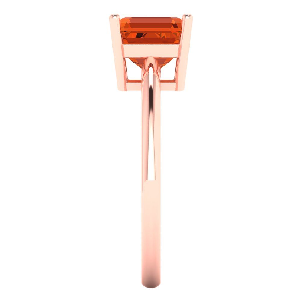 2 cttw Zirconia Simulated Red Diamond Solitaire  Engagement Ring - Solid Rose Gold (VVS1, Asscher Cut,7.0mm)