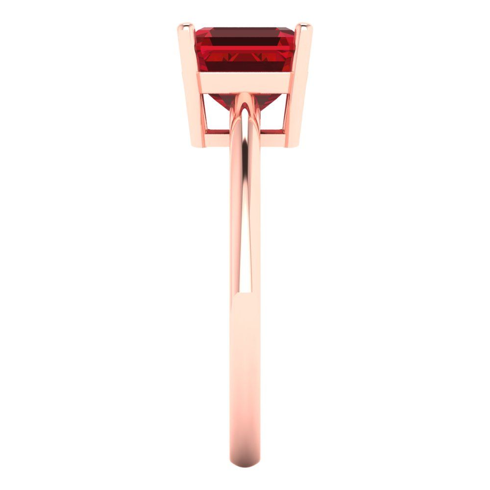2 cttw Simulated Pink Tourmaline Solitaire  Engagement Ring - Solid Rose Gold (VVS1, Asscher Cut,7.0mm)