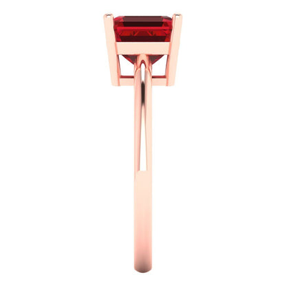 2 cttw Simulated Pink Tourmaline Solitaire  Engagement Ring - Solid Rose Gold (VVS1, Asscher Cut,7.0mm)