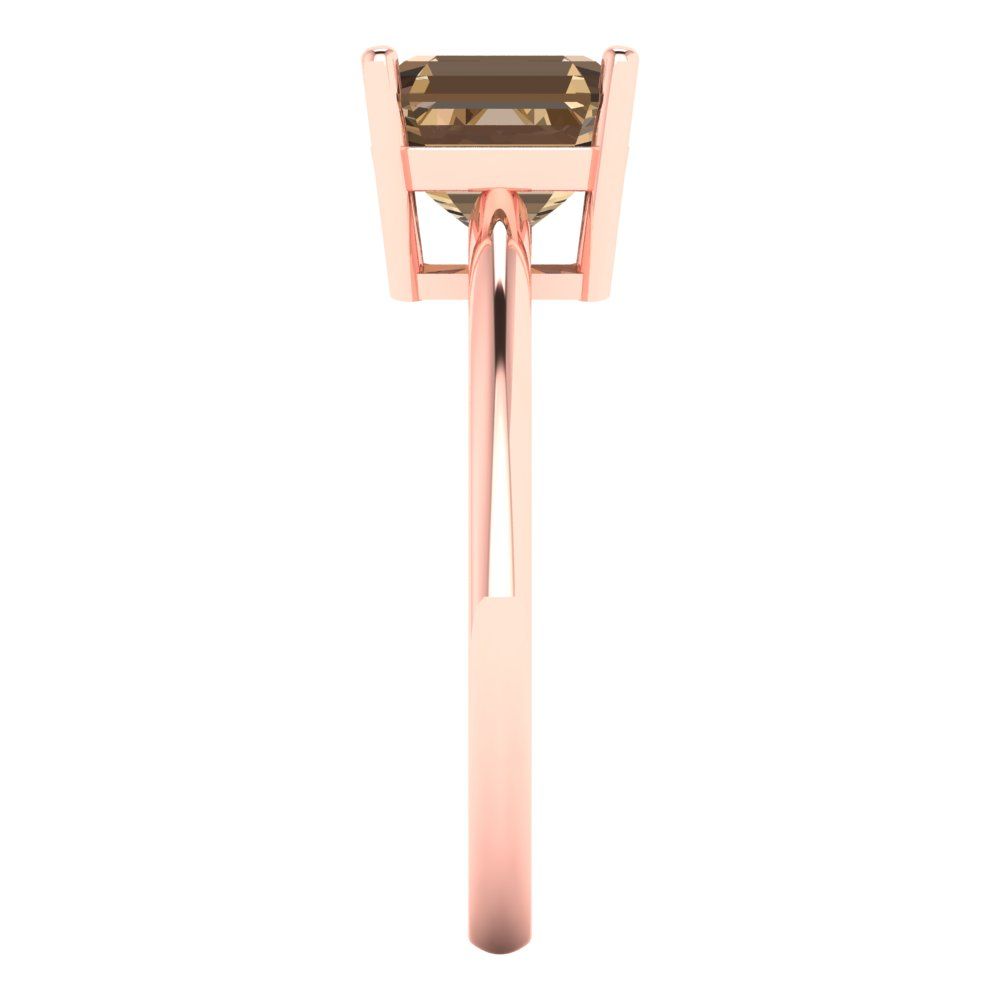 2 cttw Zirconia Simulated Champagne Diamond Solitaire  Engagement Ring - Solid Rose Gold (VVS1, Asscher Cut,7.0mm)