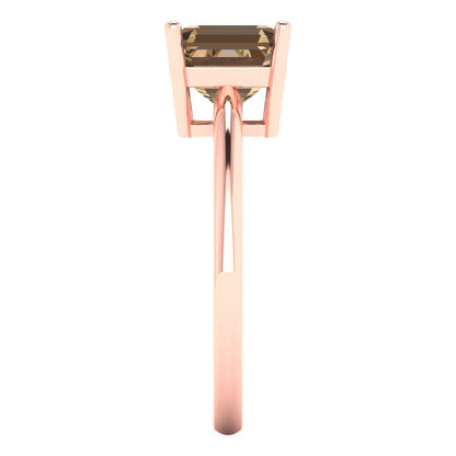2 cttw Zirconia Simulated Champagne Diamond Solitaire  Engagement Ring - Solid Rose Gold (VVS1, Asscher Cut,7.0mm)