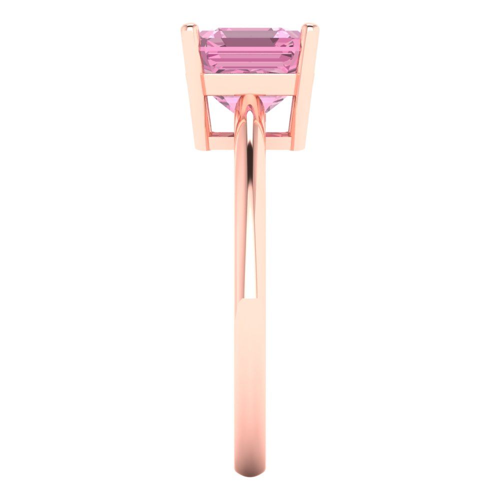 2 cttw Zirconia Simulated Pink Diamond Solitaire  Engagement Ring - Solid Gold (VVS1, Asscher Cut,7.0mm)