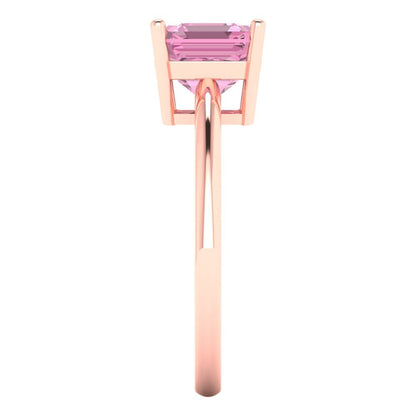 2 cttw Zirconia Simulated Pink Diamond Solitaire  Engagement Ring - Solid Gold (VVS1, Asscher Cut,7.0mm)