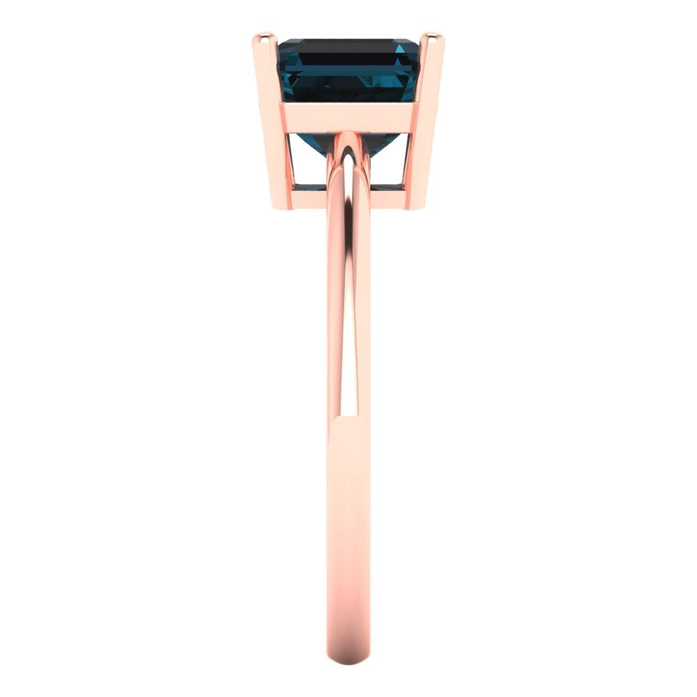 2 cttw Natural London Blue Topaz Solitaire  Engagement Ring - Solid Rose Gold (VVS1, Asscher Cut,7.0mm)