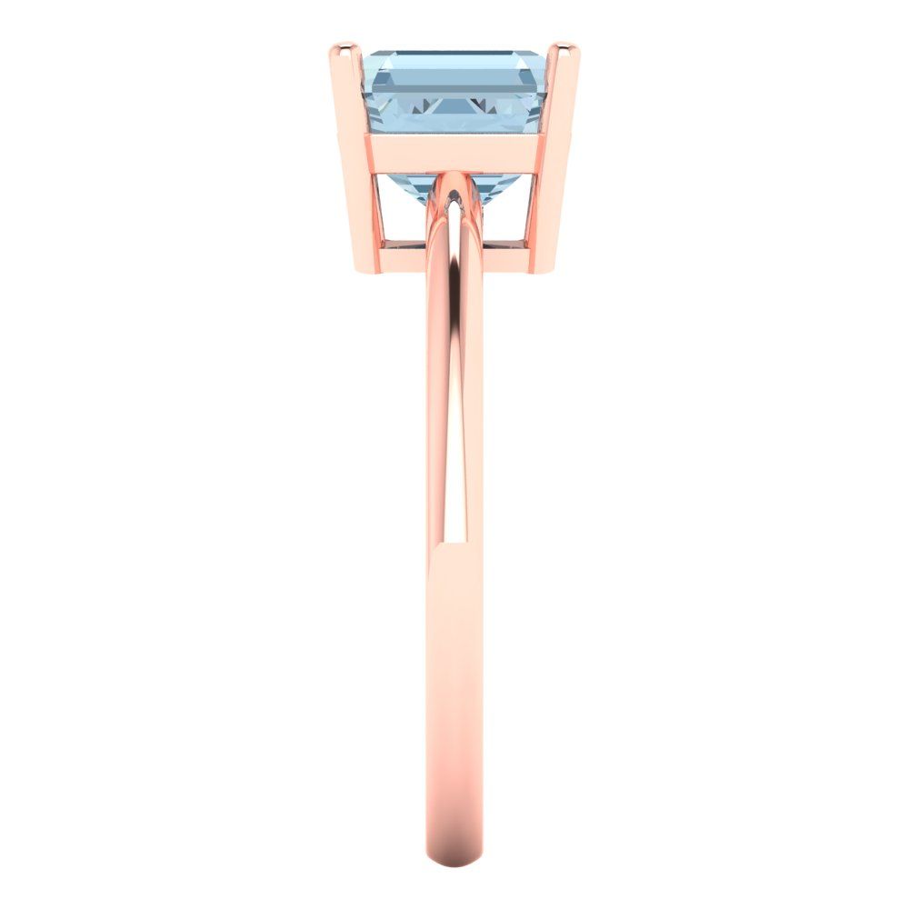 2 cttw Natural Swiss Blue Topaz Solitaire  Engagement Ring - Solid Rose Gold (VVS1, Asscher Cut,7.0mm)