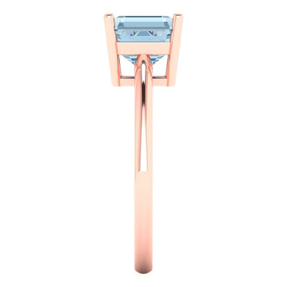2 cttw Natural Swiss Blue Topaz Solitaire  Engagement Ring - Solid Rose Gold (VVS1, Asscher Cut,7.0mm)