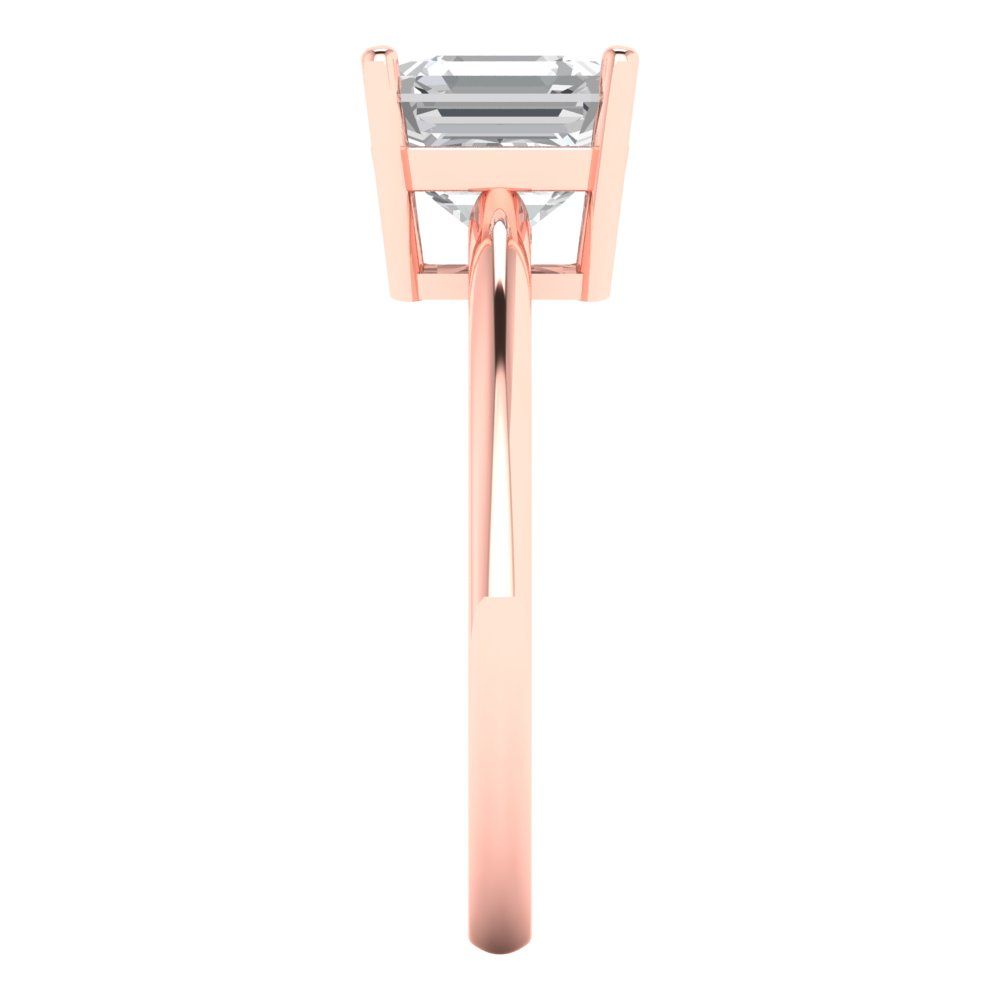 2 cttw Moissanite Solitaire  Engagement Ring - Solid Rose Gold (VVS1, Asscher Cut,7.0mm)
