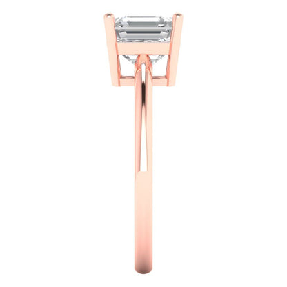2 cttw Moissanite Solitaire  Engagement Ring - Solid Rose Gold (VVS1, Asscher Cut,7.0mm)