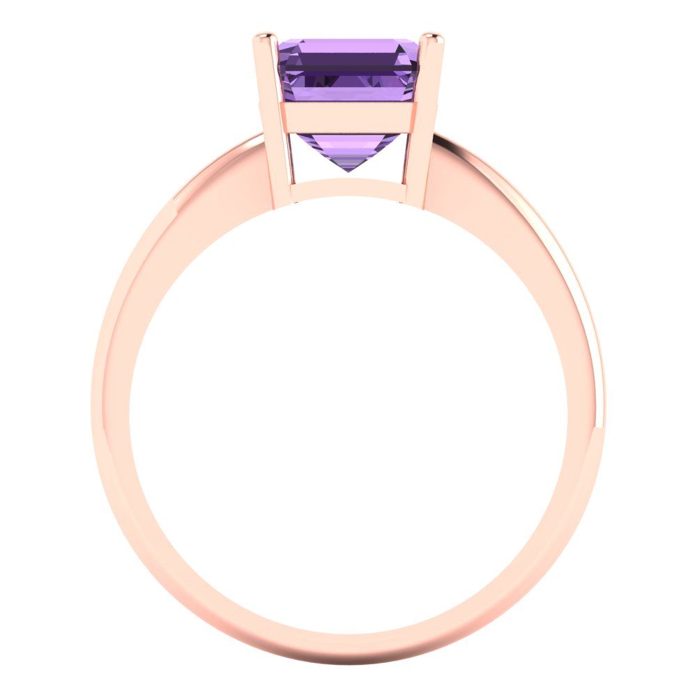 2 cttw Simulated Alexandrite Solitaire  Engagement Ring - Solid Rose Gold (VVS1, Asscher Cut,7.0mm)