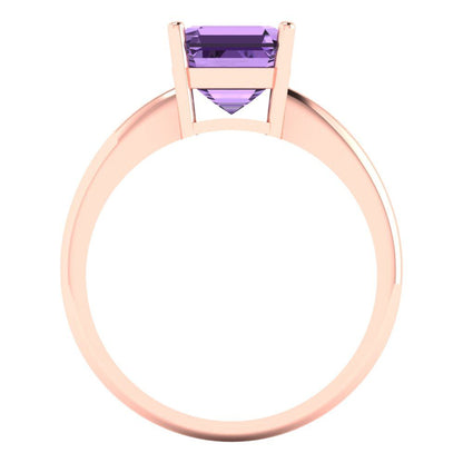 2 cttw Simulated Alexandrite Solitaire  Engagement Ring - Solid Rose Gold (VVS1, Asscher Cut,7.0mm)