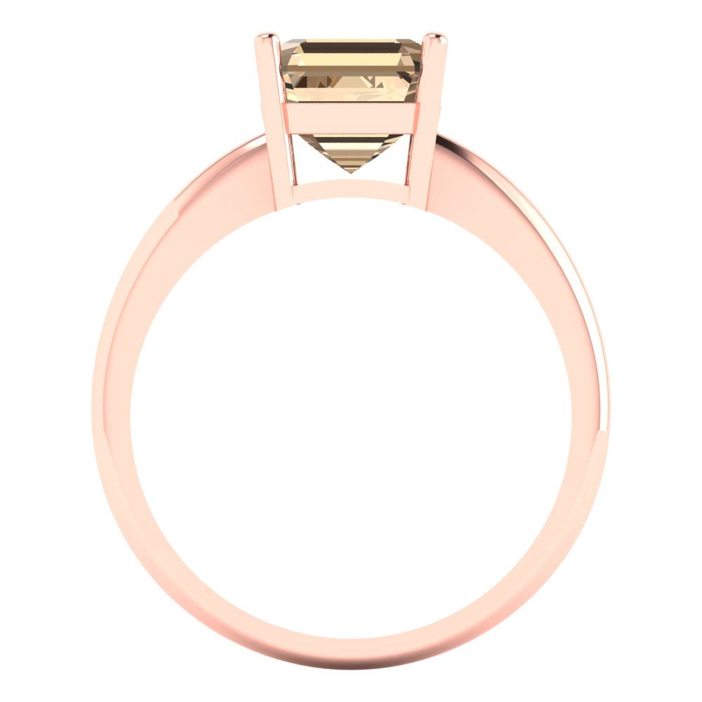 2 cttw Yellow Moissanite Solitaire  Engagement Ring - Solid Rose Gold (VVS1, Asscher Cut,7.0mm)