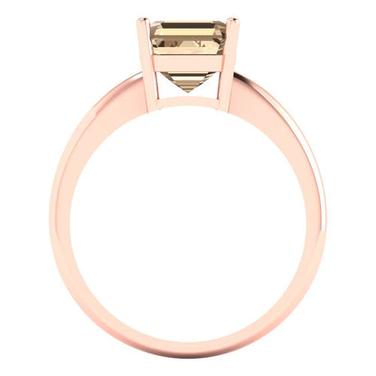 2 cttw Yellow Moissanite Solitaire  Engagement Ring - Solid Rose Gold (VVS1, Asscher Cut,7.0mm)