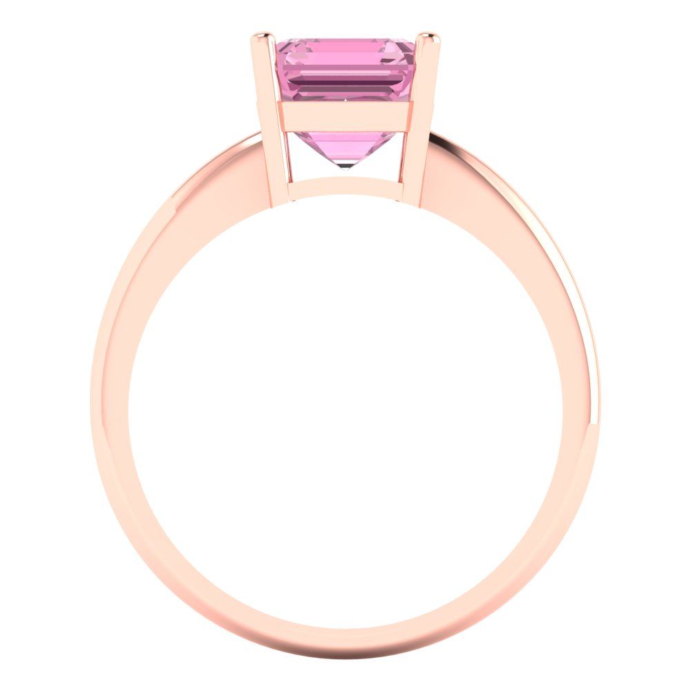 2 cttw Zirconia Simulated Pink Diamond Solitaire  Engagement Ring - Solid Gold (VVS1, Asscher Cut,7.0mm)