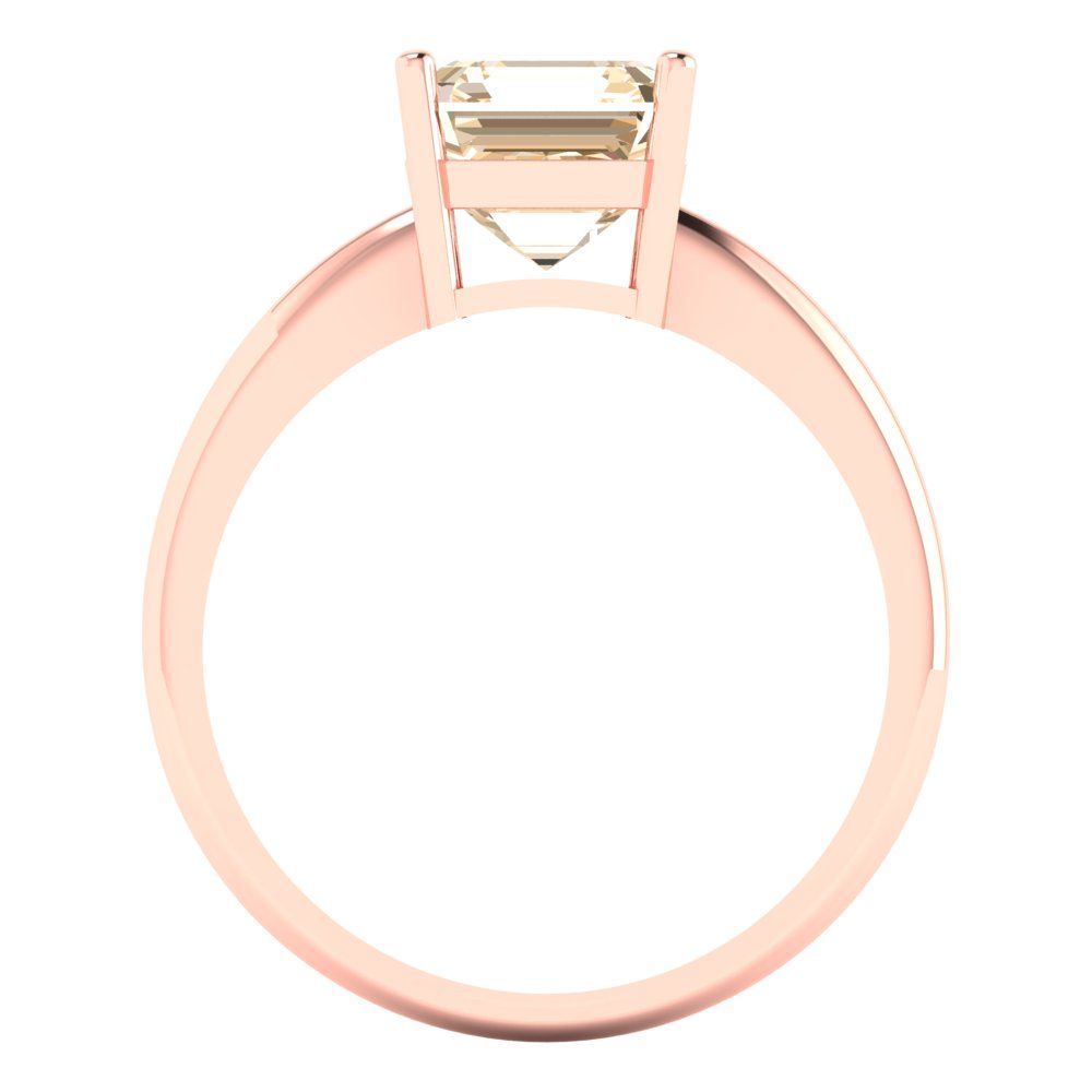 2 cttw Natural Morganite Solitaire  Engagement Ring - Solid Rose Gold (VVS1, Asscher Cut,7.0mm)