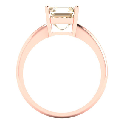 2 cttw Natural Morganite Solitaire  Engagement Ring - Solid Rose Gold (VVS1, Asscher Cut,7.0mm)