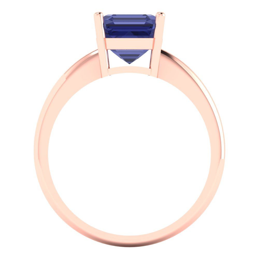 2 cttw Simulated Tanzanite Solitaire  Engagement Ring - Solid Rose Gold (VVS1, Asscher Cut,7.0mm)