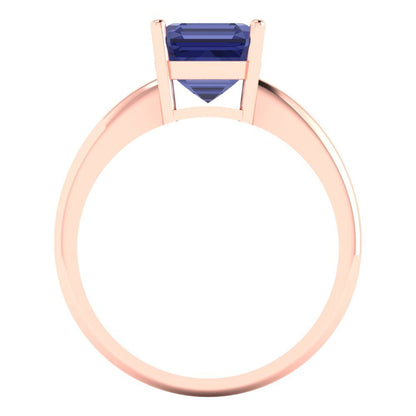 2 cttw Simulated Tanzanite Solitaire  Engagement Ring - Solid Rose Gold (VVS1, Asscher Cut,7.0mm)