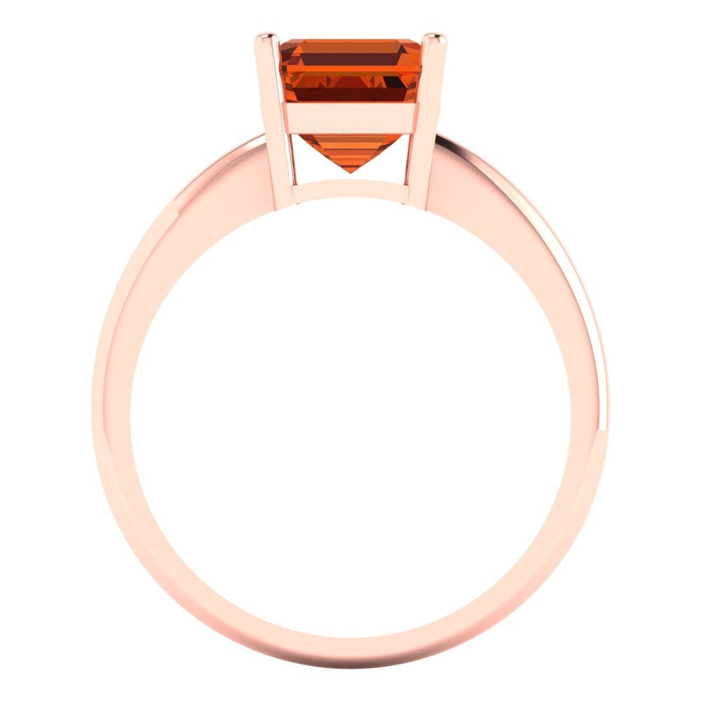 2 cttw Simulated Pink Tourmaline Solitaire  Engagement Ring - Solid Rose Gold (VVS1, Asscher Cut,7.0mm)