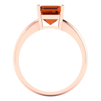 2 cttw Simulated Pink Tourmaline Solitaire  Engagement Ring - Solid Rose Gold (VVS1, Asscher Cut,7.0mm)