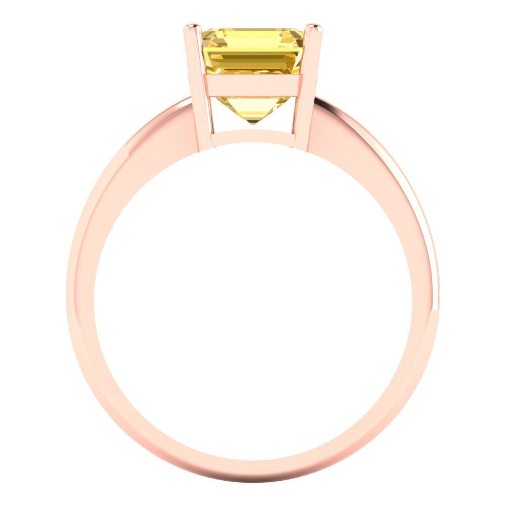 2 cttw Zirconia Simulated Yellow Diamond Solitaire  Engagement Ring - Solid Rose Gold (VVS1, Asscher Cut,7.0mm)