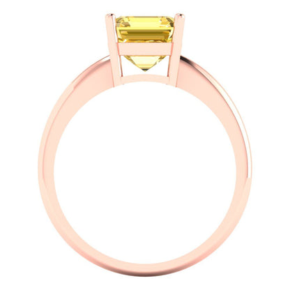 2 cttw Zirconia Simulated Yellow Diamond Solitaire  Engagement Ring - Solid Rose Gold (VVS1, Asscher Cut,7.0mm)