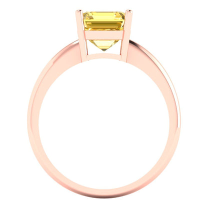 2 cttw Natural Citrine Solitaire  Engagement Ring - Solid Rose Gold (VVS1, Asscher Cut,7.0mm)