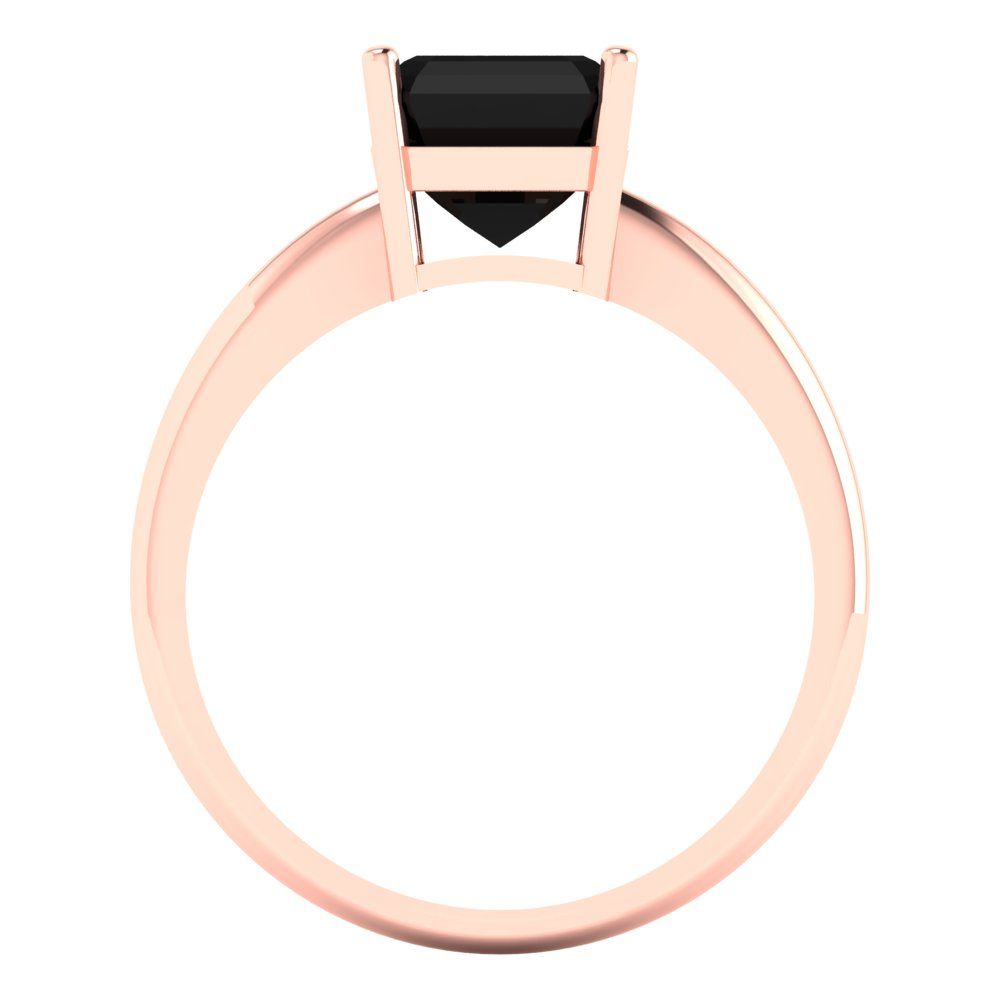 2 cttw Natural Onyx Solitaire  Engagement Ring - Solid Rose Gold (VVS1, Asscher Cut,7.0mm)
