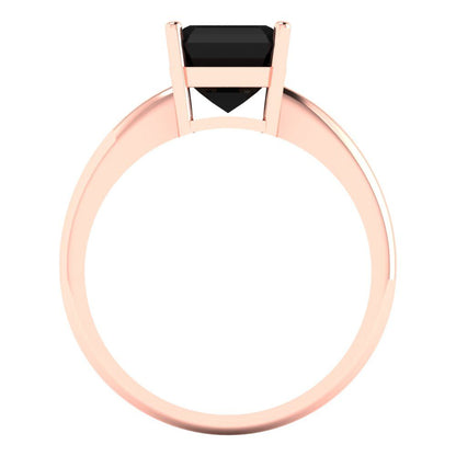 2 cttw Natural Onyx Solitaire  Engagement Ring - Solid Rose Gold (VVS1, Asscher Cut,7.0mm)