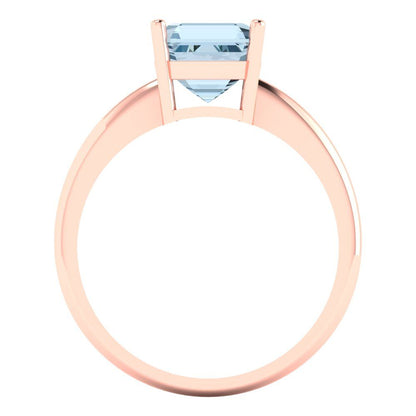 2 cttw Zirconia Simulated Blue Diamond Solitaire  Engagement Ring - Solid Rose Gold (VVS1, Asscher Cut,7.0mm)
