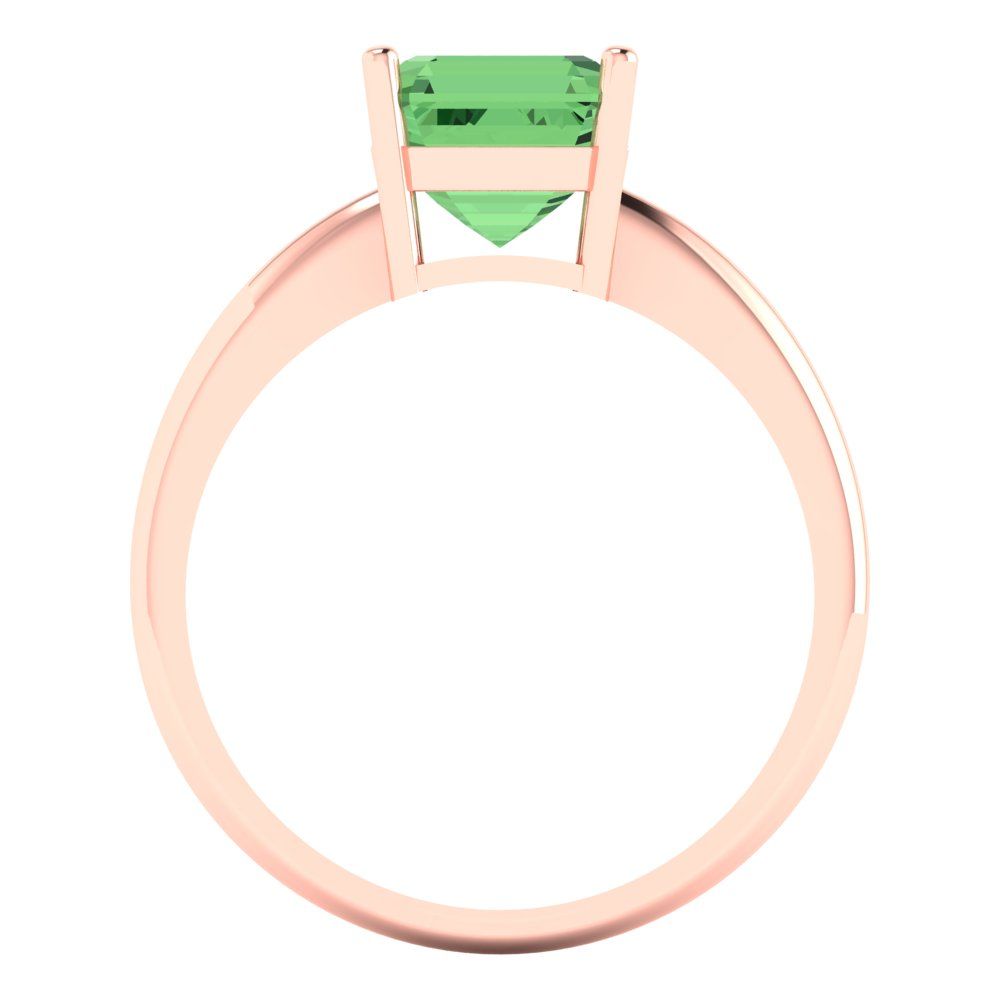 2 cttw Zirconia Simulated Green Diamond Solitaire  Engagement Ring - Solid Rose Gold (VVS1, Asscher Cut,7.0mm)
