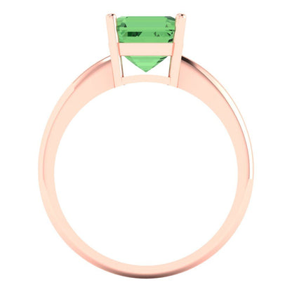 2 cttw Zirconia Simulated Green Diamond Solitaire  Engagement Ring - Solid Rose Gold (VVS1, Asscher Cut,7.0mm)