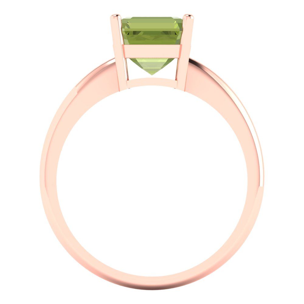 2 cttw Natural Peridot Solitaire  Engagement Ring - Solid Gold (Asscher Cut,7.0mm)