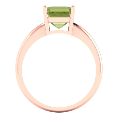 2 cttw Natural Peridot Solitaire  Engagement Ring - Solid Gold (Asscher Cut,7.0mm)