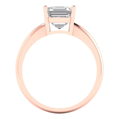 2 cttw White Sapphire Solitaire  Engagement Ring - Solid Rose Gold (VVS1, Asscher Cut,7.0mm)