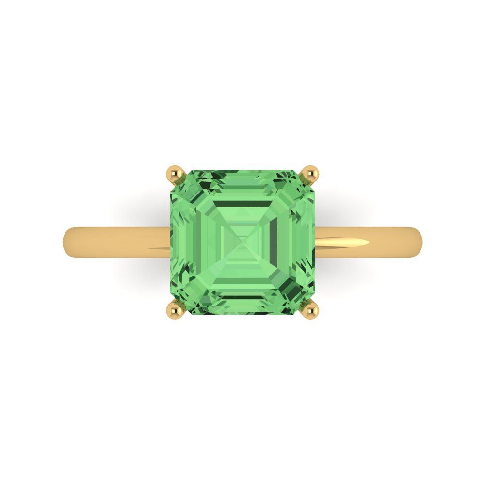 2.5 cttw Zirconia Simulated Green Diamond Solitaire  Engagement Ring - Solid Gold (VVS1, Asscher Cut,8.0mm)
