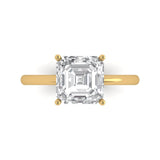 2.5 ct Brilliant Asscher Cut Moissanite Stone Yellow Gold Solitaire Ring