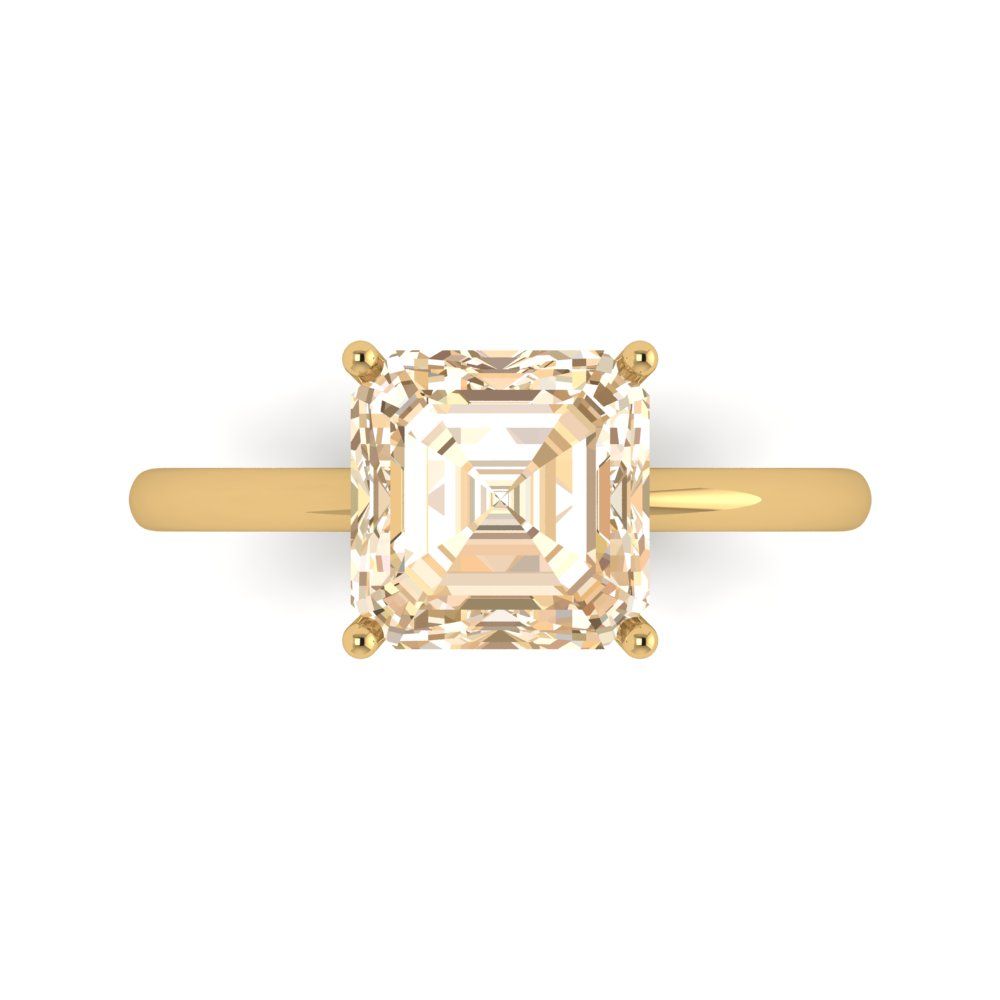 2.5 cttw Natural Morganite Solitaire  Engagement Ring - Solid Gold (Asscher Cut,8.0mm)
