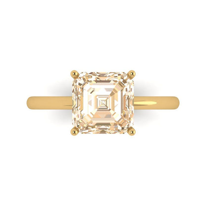 2.5 cttw Natural Morganite Solitaire  Engagement Ring - Solid Gold (Asscher Cut,8.0mm)