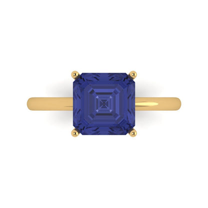 2.5 cttw Simulated Tanzanite Solitaire  Engagement Ring - Solid Gold (Asscher Cut,8.0mm)