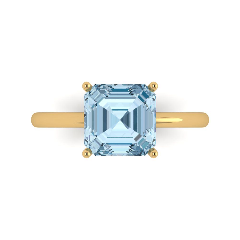 2.5 cttw Natural Swiss Blue Topaz Solitaire  Engagement Ring - Solid Gold (Asscher Cut,8.0mm)