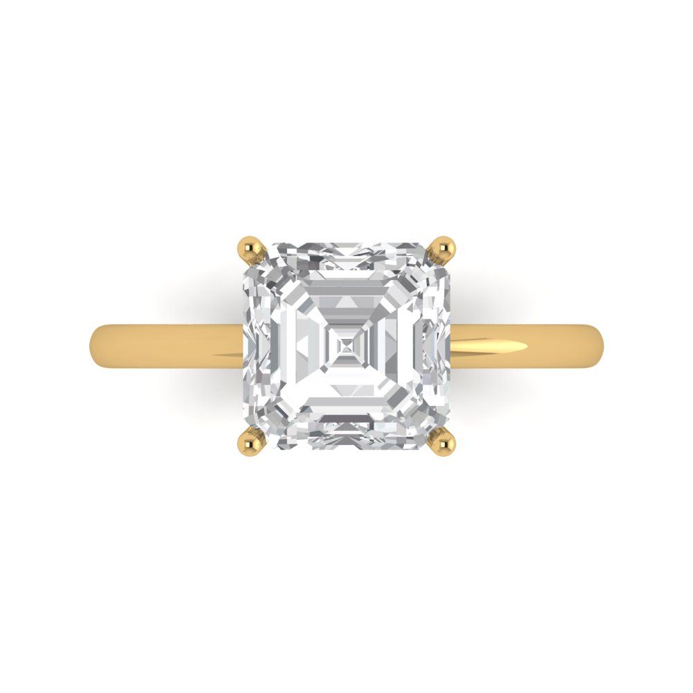 2.5 cttw White Sapphire Solitaire  Engagement Ring - Solid Gold (Asscher Cut,8.0mm)