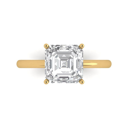 2.5 cttw White Sapphire Solitaire  Engagement Ring - Solid Gold (Asscher Cut,8.0mm)