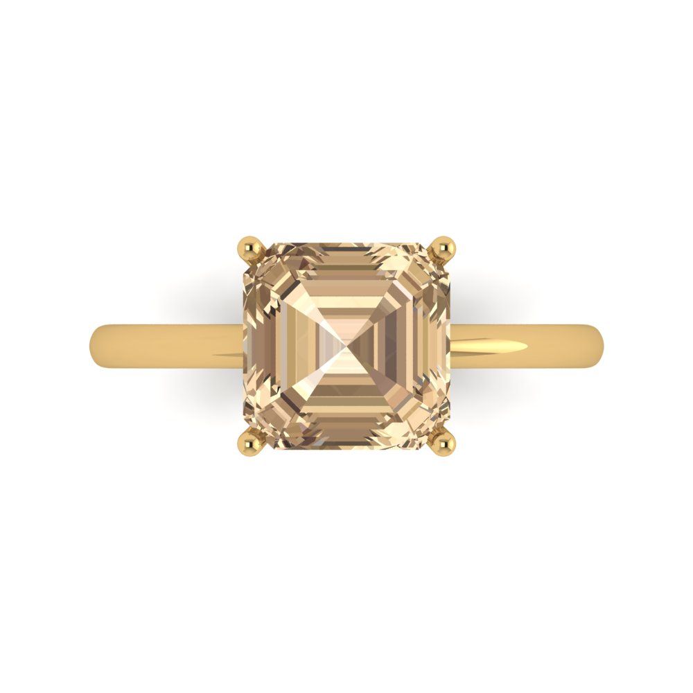 2.5 cttw Yellow Moissanite Solitaire  Engagement Ring - Solid Gold (Asscher Cut,8.0mm)