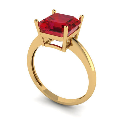 2.5 cttw Simulated Pink Tourmaline Solitaire  Engagement Ring - Solid Yellow Gold (VVS1, Asscher Cut,8.0mm)
