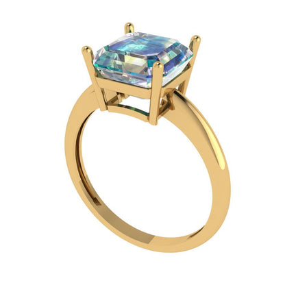 2.5 cttw Blue Moissanite Solitaire  Engagement Ring - Solid Gold (Asscher Cut,8.0mm)