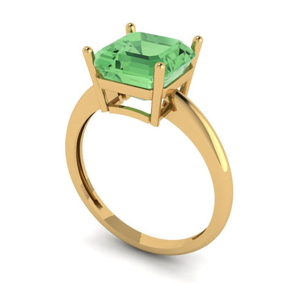 2.5 cttw Zirconia Simulated Green Diamond Solitaire  Engagement Ring - Solid Gold (VVS1, Asscher Cut,8.0mm)